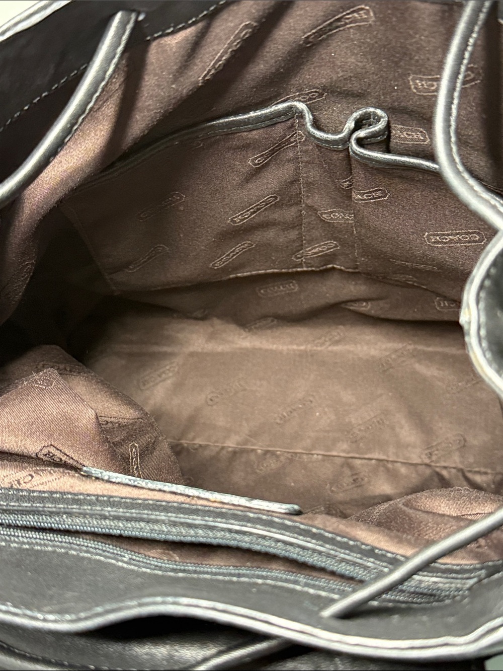 Vintage Y2K Coach Black Leather Drawstring Backpack Legacy West Large - Picture 10 of 10